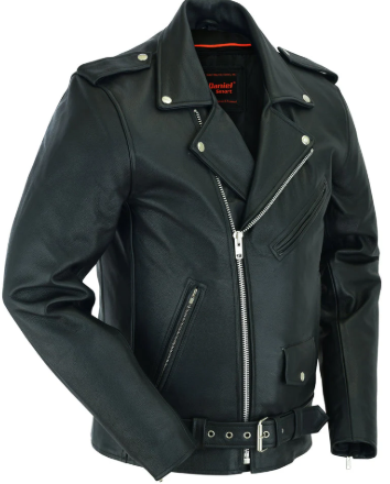 Men's Classic Plain Side Police Style M/C Jacket - TALL DS712Tall