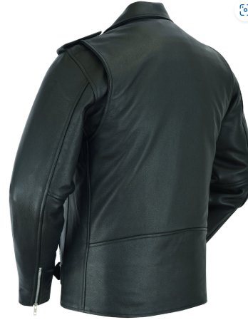 Men's Classic Plain Side Police Style M/C Jacket - TALL DS712Tall
