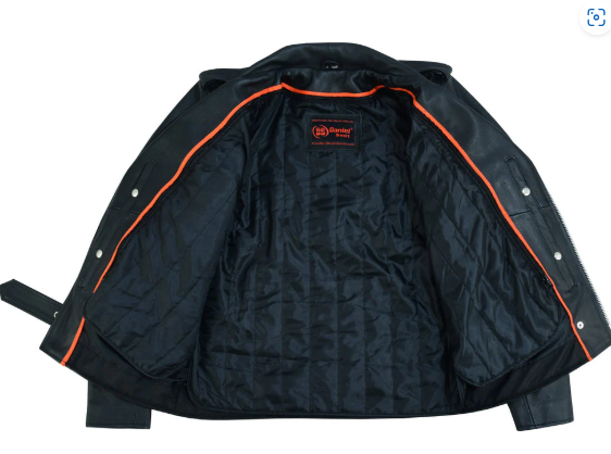 Men's Classic Plain Side Police Style M/C Jacket - TALL DS712Tall