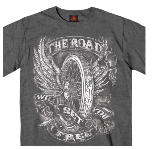 Hot Leathers GMS1325 Men’s ‘Flying Wheel’ Charcoal Heather T-Shirt